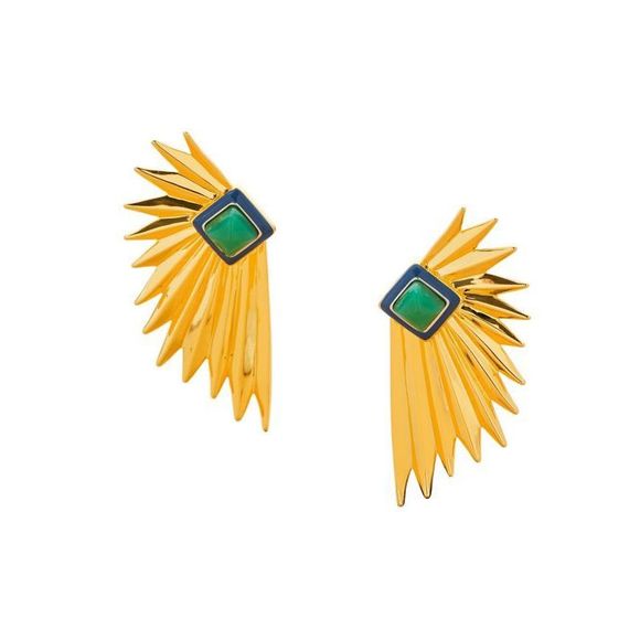 ALEXIS BITTAR 14K Goldplated Brass & Chrysoprase Enamel Pleated earrings $275